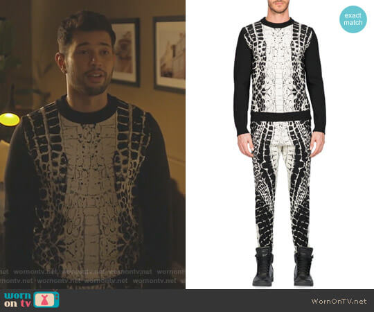 Balmain Devore Crocodile Motif Print Sweater worn by Sam Flores (Rafael de la Fuente) on Dynasty