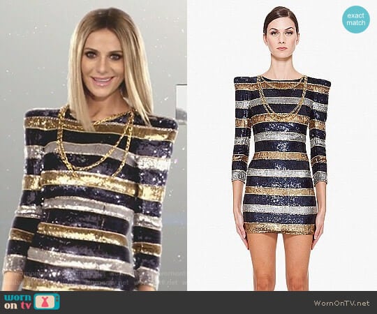 Balmain Silk Stripe Sequin Dress worn by Dorit Kemsley on The Real Housewives of Beverly Hills