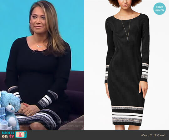 Bar III Ribbed-Knit Midi Sweater Dress worn by Ginger Zee on Good Morning America