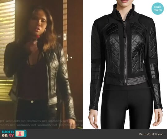 Blanc Noir Quilted Leather & Mesh Moto Jacket worn by Mazikeen (Lesley-Ann Brandt) on Lucifer