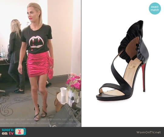 Christian Louboutin Col Ankle Ruffle Red Sole Sandal worn by Dorit Kemsley on The Real Housewives of Beverly Hills