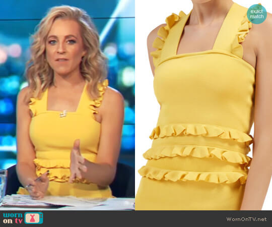 C/meo Collective Iridescent Knit Top worn by Carrie Bickmore on The Project