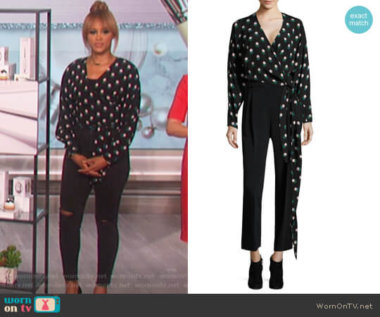 Diane von Furstenberg V-Neck Silk Wrap Blouse worn by Eve on The Talk