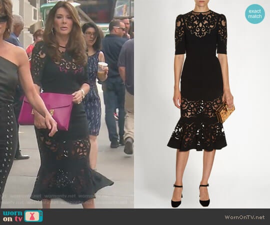 Dolce & Gabbana Laser-Cut Midi Dress worn by Lisa Vanderpump on The Real Housewives of Beverly Hills