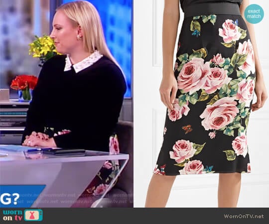 Dolce & Gabbana Floral-print stretch-silk charmeuse midi skirt worn by Meghan McCain on The View
