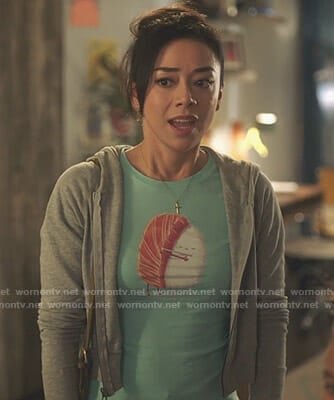 Ella’s green sushi t-shirt on Lucifer