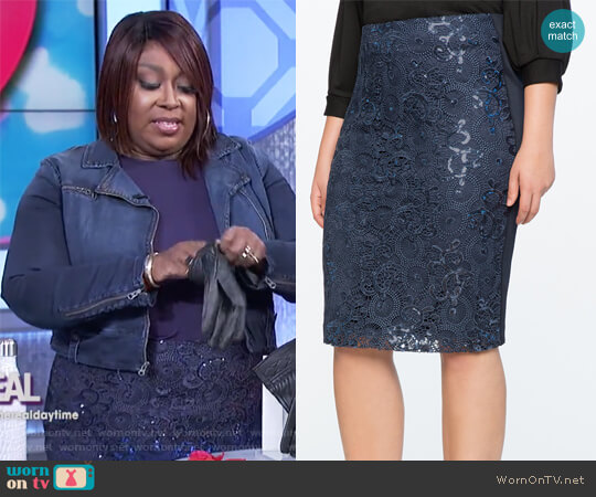 Eloquii Floral Sequin Skirt worn by Loni Love on The Real