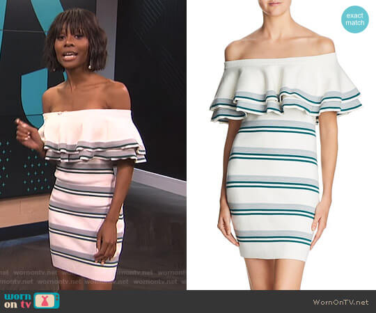 Endless Rose Off-the-Shoulder Fitted Knit Dress worn by Zuri Hall on E! News