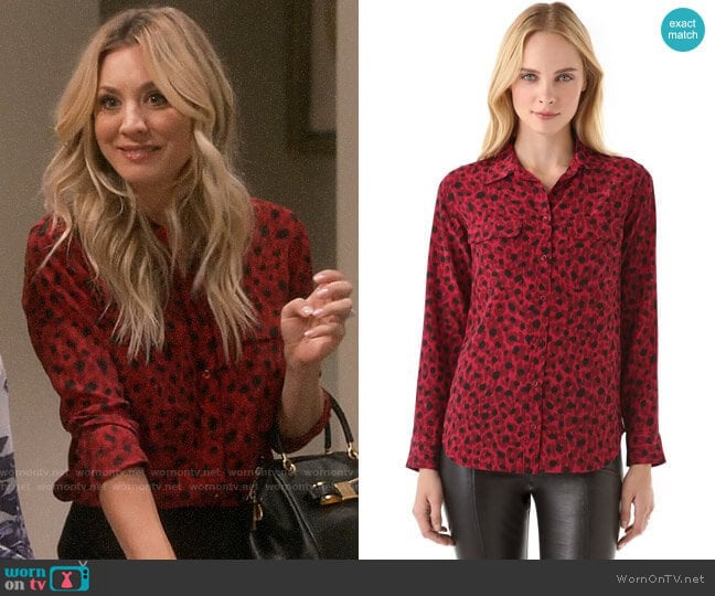 Equipment Signature Silk Shirt in Rhubarb Leopard Print