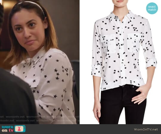 Equipment Starry Night Silk Shirt worn by Ana Torres (Francia Raisa) on Grown-ish
