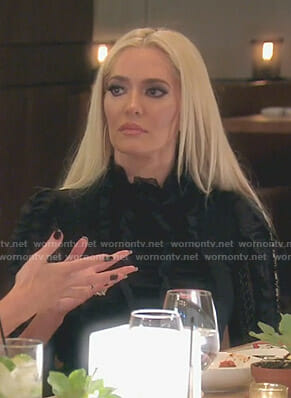 Erika’s black ruffled lace dress on The Real Housewives of Beverly Hills