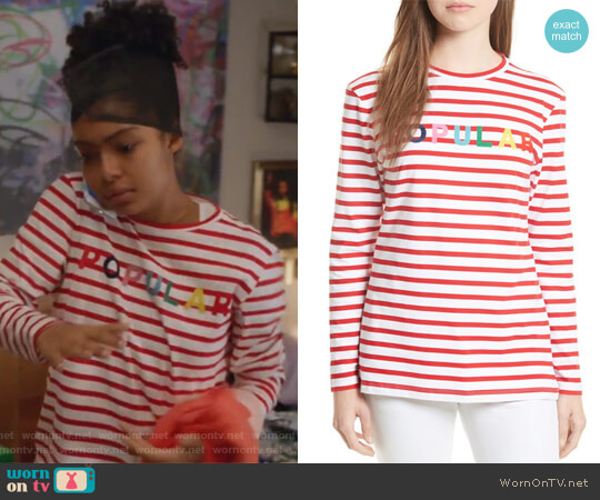 Etre Cecile Popular Stripe Tee worn by Zoey Johnson (Yara Shahidi) on Grown-ish