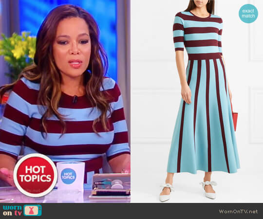 Gabriela Hearst Capote striped wool-blend midi dress worn by Sunny Hostin on The View