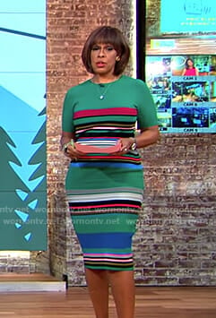 Gayle King’s green striped dress on CBS Mornings