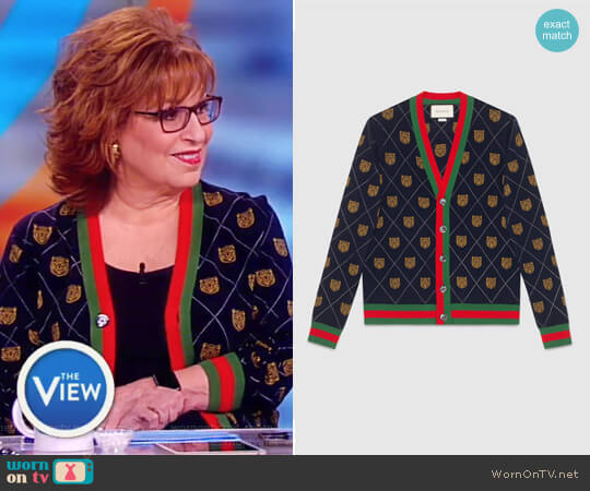 Gucci Tiger Argyle Wool Cardigan worn by Joy Behar on The View