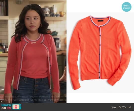 J. Crew Tipped Jackie Cardigan worn by Mariana Foster (Cierra Ramirez) on The Fosters