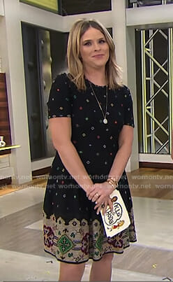 Jenna’s black floral knitted dress on Today
