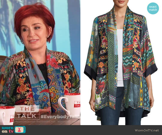 Johnny Was Koben Canvas Embroidered Twill Kimono worn by Sharon Osbourne on The Talk
