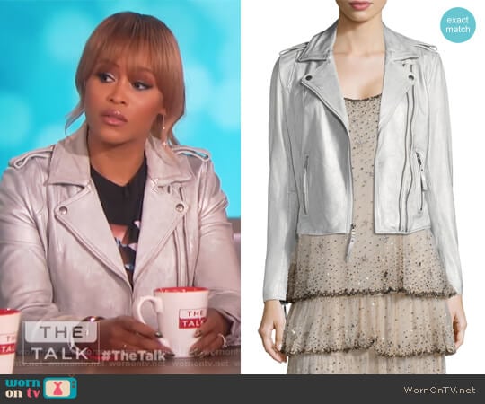 Joie Leolani Metallic Leather Biker Jacket worn by Eve on The Talk