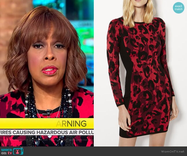 Karen Millen Leopard Pencil Dress worn by Gayle King on CBS Mornings