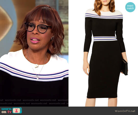Karen Millen Striped Knit Midi Dress worn by Gayle King on CBS Mornings