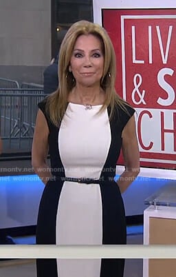 Kathie’s black and white colorblock dress on Today