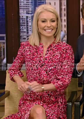 Kelly’s pink floral shirtdress on Live with Kelly and Ryan