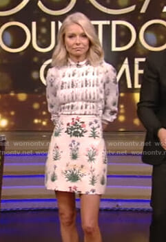Kelly’s white floral mini dress on Live with Kelly and Ryan