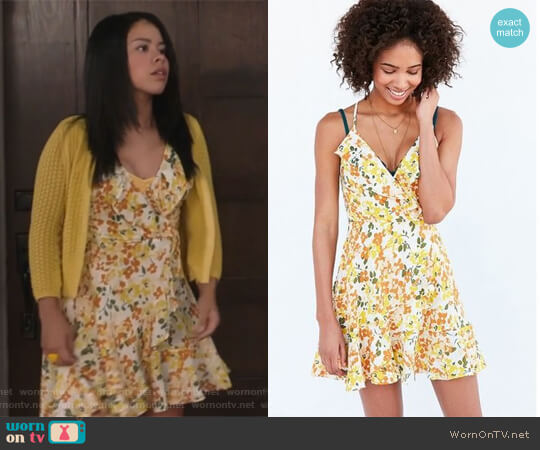 Kimchi Blue Sabina Ruffle Wrap Mini Dress worn by Mariana Foster (Cierra Ramirez) on The Fosters