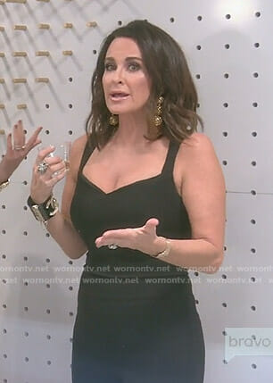 Kyle’s black open back jumpsuit on The Real Housewives of Beverly Hills
