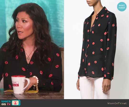 LAgence Lip Print Shirt worn by Julie Chen on The Talk