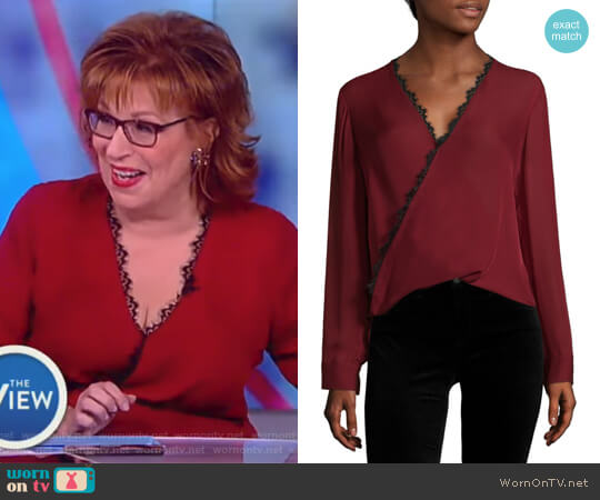 LAgence Rosario Lace Trimmed Silk Top worn by Joy Behar on The View