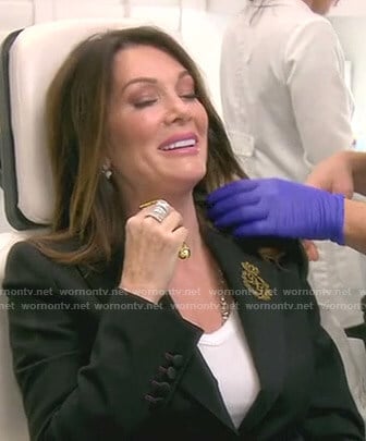 Lisa’s black blazer with logo patch on The Real Housewives of Beverly Hills