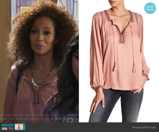 Lucky Brand Embroidered Tassel Blouse worn by Lena Adams Foster (Sherri Saum) on The Fosters