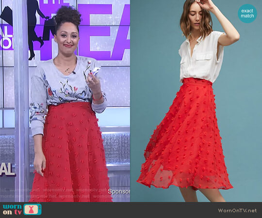 Luxe by Stylekeepers Marlow Textured Skirt worn by Tamera Mowry on The Real