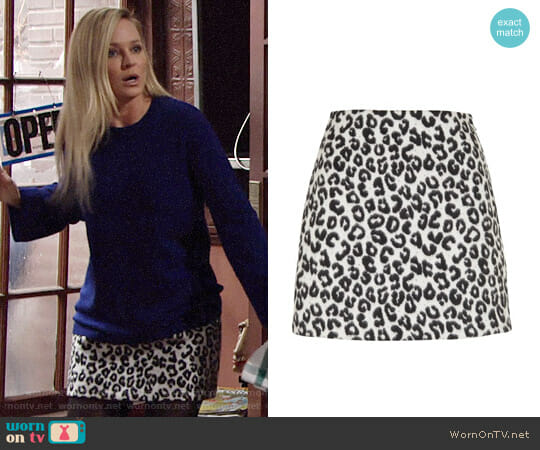 Maje Jazara Leopard Skirt worn by Sharon Newman (Sharon Case) on The Young and the Restless