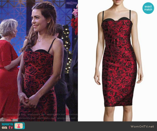 Michael Kors Collection Silk Bustier Sheath Dress worn by Victoria Newman (Amelia Heinle) on The Young and the Restless