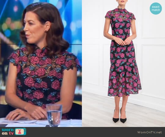 Moss and Spy Corinne Dress Floral worn by Gorgi Coghlan on The Project