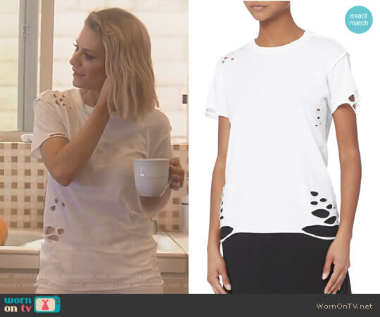 NSF Destroyed White T-Shirt worn by Dorit Kemsley on The Real Housewives of Beverly Hills