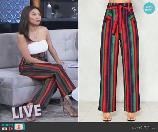 Nasty Gal All the Way to Reno Striped Pants worn by Jeannie Mai on The Real