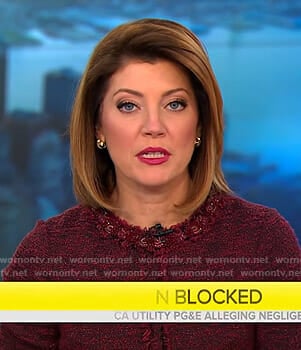 Norah’s red tweed dress on CBS This Morning