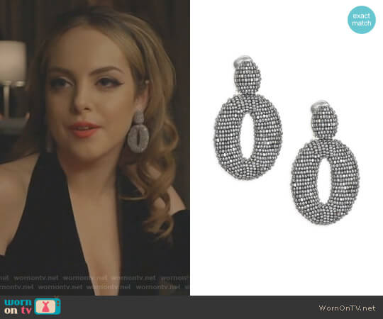 Oscar de la Renta Classic Oscar Beaded O Clip-On Earrings worn by Fallon Carrington (Elizabeth Gillies) on Dynasty