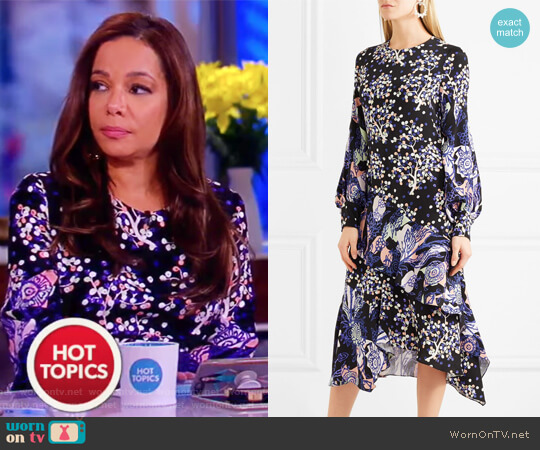 Peter Pilotto Asymmetric printed silk midi dress worn by Sunny Hostin on The View