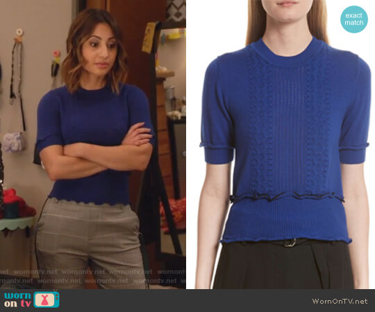 3.1 Phillip Lim Puffy Cable Merino Wool Blend Sweater worn by Ana Torres (Francia Raisa) on Grown-ish