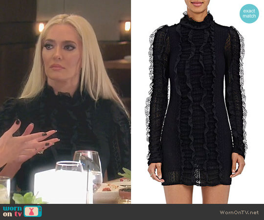 Philosophy di Lorenzo Serafini Ruffle Lace Minidress worn by Erika Jayne on The Real Housewives of Beverly Hills