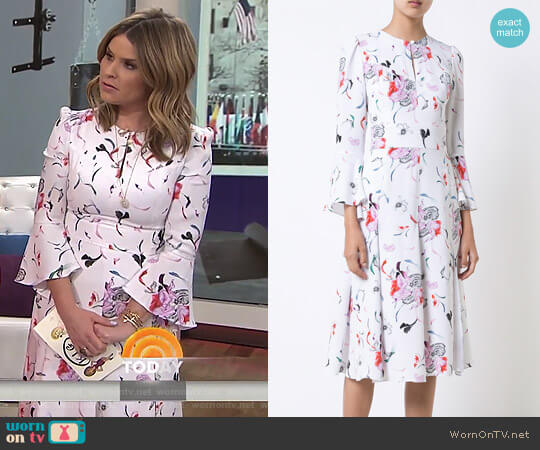 Prabal Gurung Pleated Skirt Floral Dress worn by Jenna Bush Hager on Today