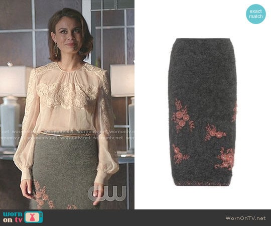 Prada Beaded Angora-Blend Skirt worn by Cristal Flores (Nathalie Kelley) on Dynasty