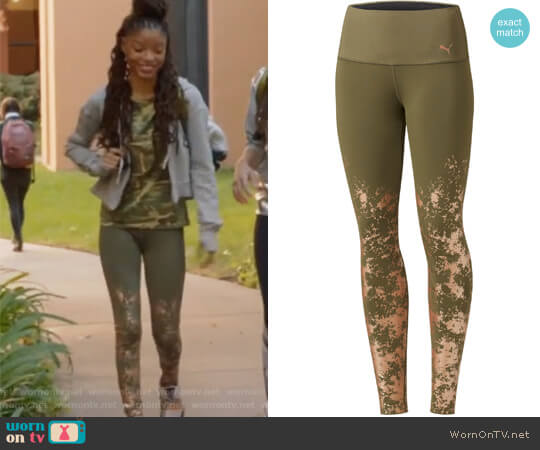 Puma Splatter Print Leggings worn by Skylar Forster (Halle Bailey) on Grown-ish