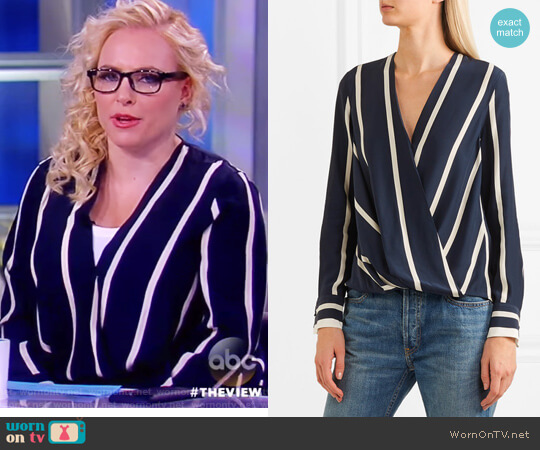 Rag and Bone Victor wrap-effect striped silk crepe de chine blouse worn by Meghan McCain on The View