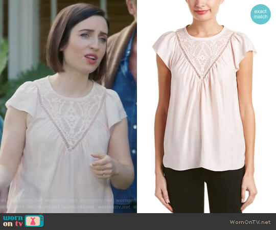 Rebecca Taylor Aztec Embroidered Silk Top worn by Jennifer Short (Zoe Lister-Jones) on Life in Pieces